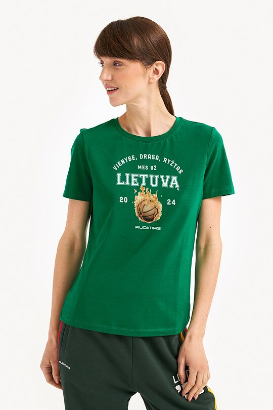 Medvilniniai marškinėliai trumpomis rankovėmis Mes už Lietuvą 1 | ŽALIA | Audimas
