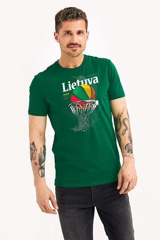 Medvilniniai marškinėliai trumpomis rankovėmis Lietuva – krepšinio šalis 1 | ŽALIA | Audimas