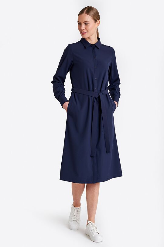 Marškinių tipo ilga suknelė/ Long shirt dress 1 | MĖLYNA | Audimas