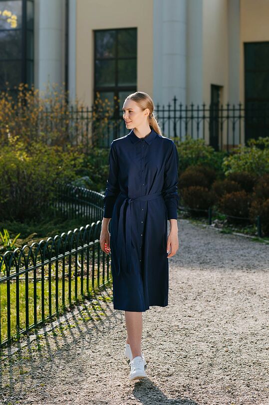 Marškinių tipo ilga suknelė/ Long shirt dress 7 | MĖLYNA | Audimas